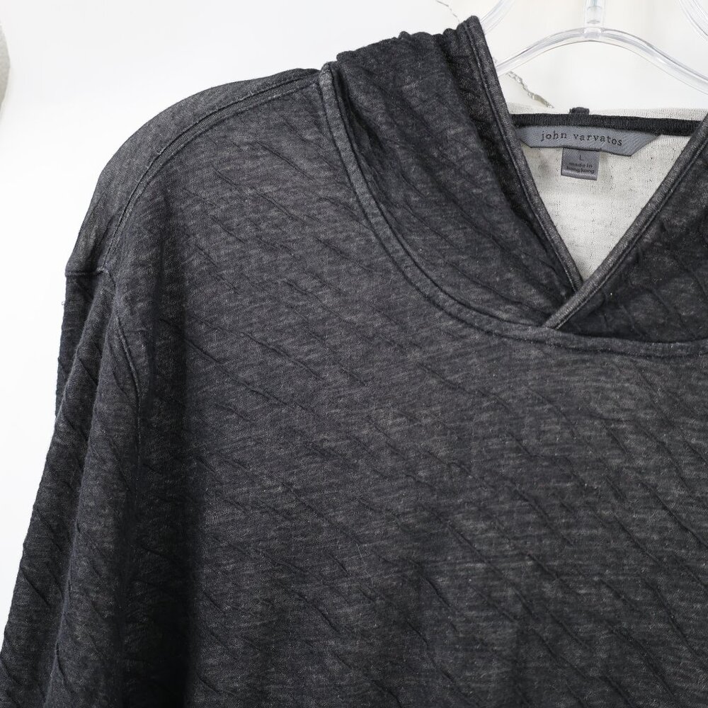 John Varvatos Hoodie Mens Large Cotton Stitch Long Sleeve Pullover textured - Picture 2 of 10